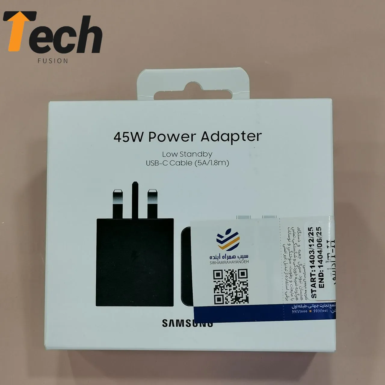 خرید شارژر سوپر فست شارژ سامسونگ اوریجینال 45 وات همراه با کابل 1.8